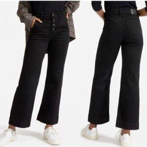 Everlane The Wide Leg Button Fly Jean Black Size 27 Ankle NWT